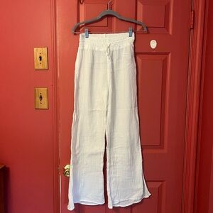 Abercrombie & Fitch White Wide-Leg Pants
